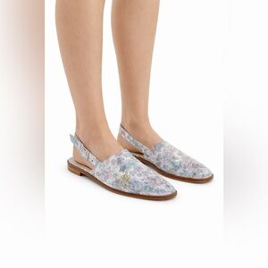 AMALFI By Rangoni Gelso Flat Slingback Flats Bianco Hair Leather Pointed Toe 9.5